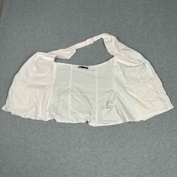 Zara Halter Top Womens M White Draped Open Front Sleeveless‎ Vest Pockets Cargo - Picture 11 of 16
